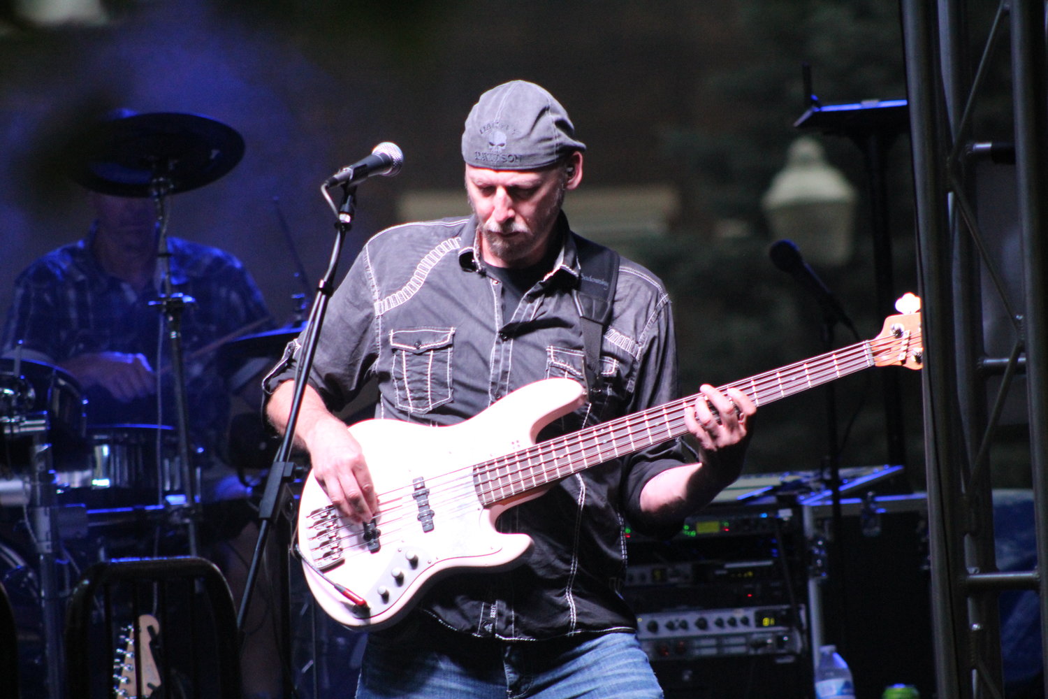 Big Roscoe and the Hammers bass player performs a solo during their performance as the headlining band on Saturday.